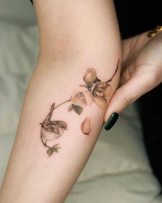 Bird With Flower Tattoos 3