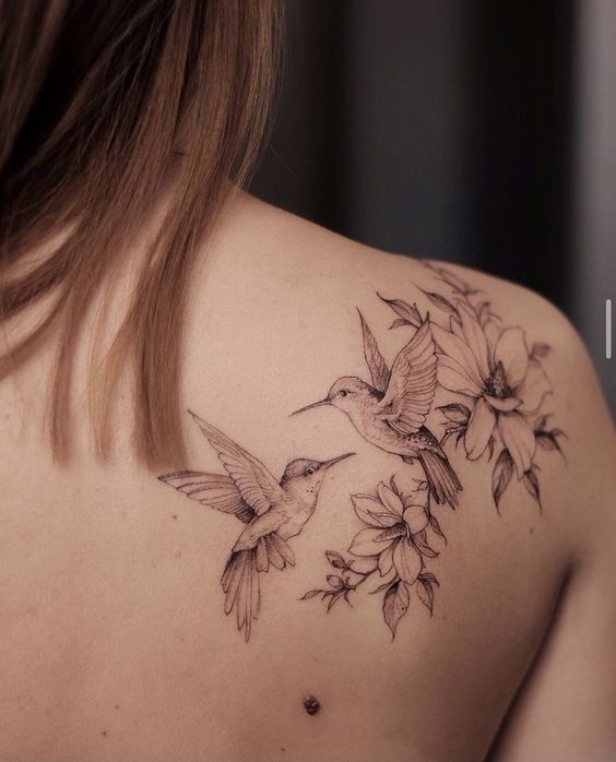 Bird With Flower Tattoos 5