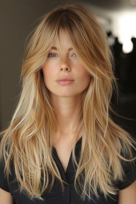 Blonde Hair With Wispy Curtain Bangs 5