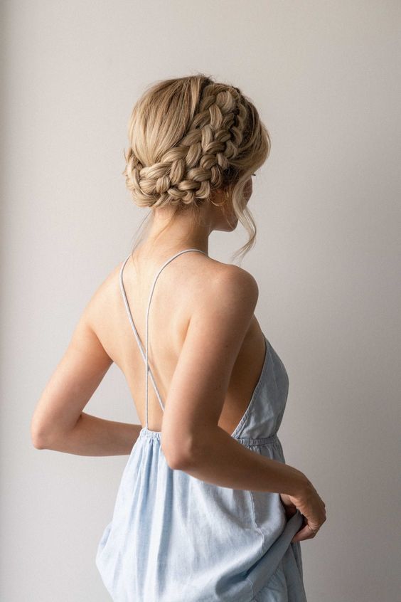 Braided Crown Bridesmaid Hairstyles 3