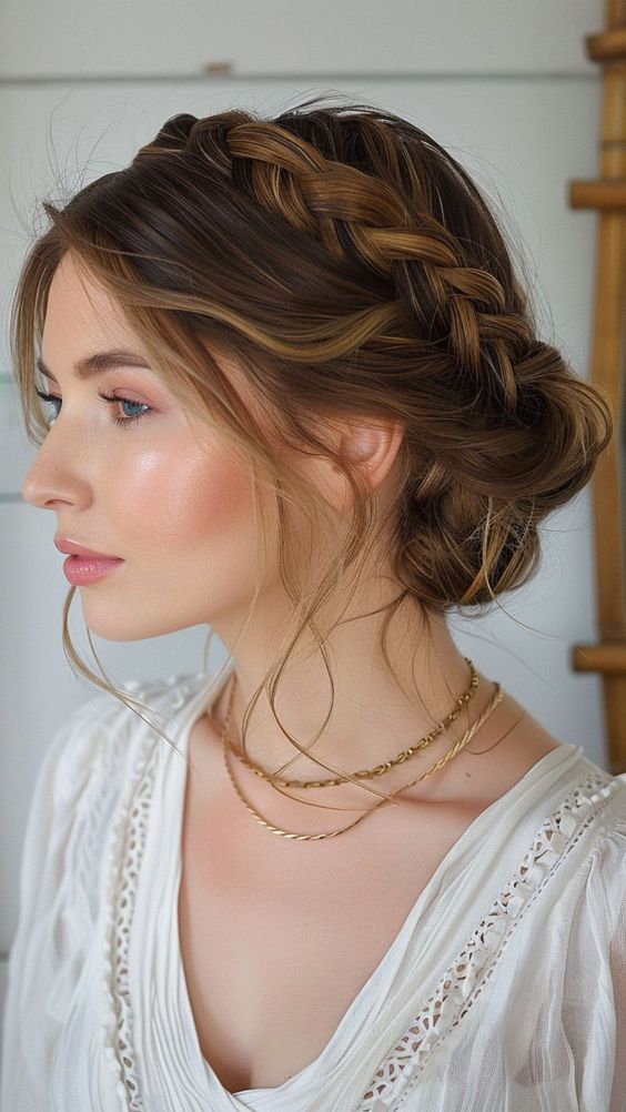 Braided Crown Bridesmaid Hairstyles 5