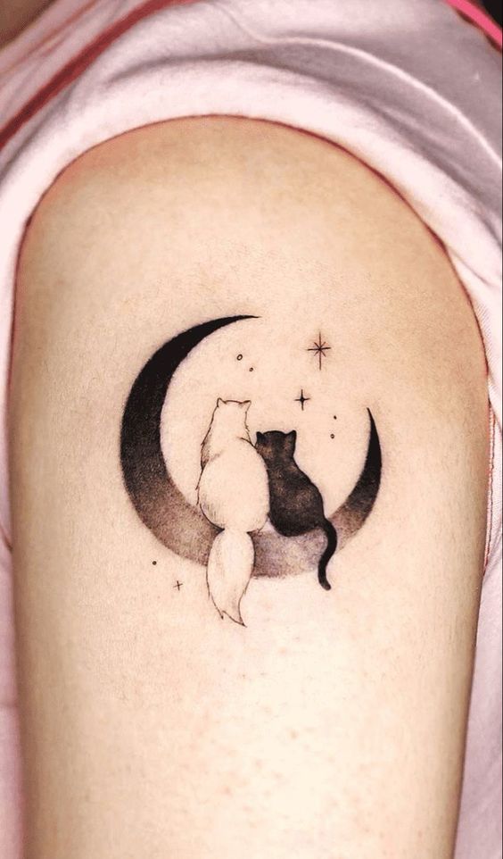 Cat With Crescent Moon Tattoos 2