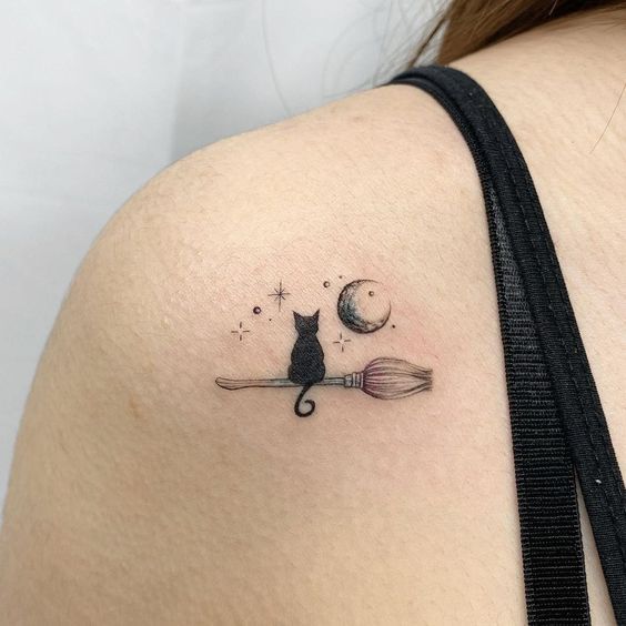 Cat With Crescent Moon Tattoos 6