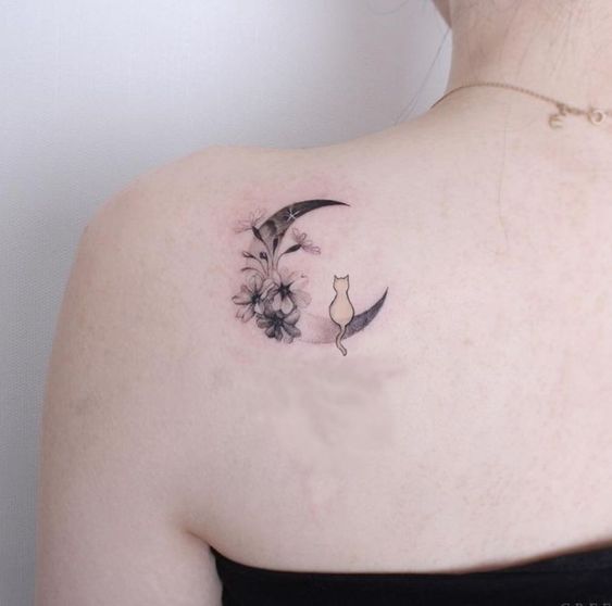 Cat With Crescent Moon Tattoos 7