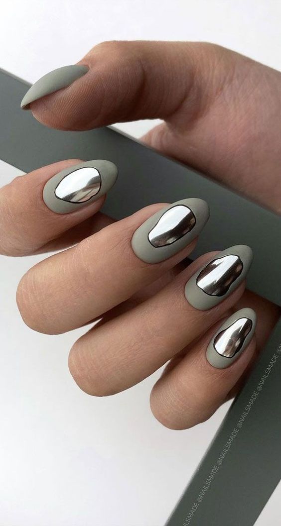 Chrome Matte Nail Ideas 6