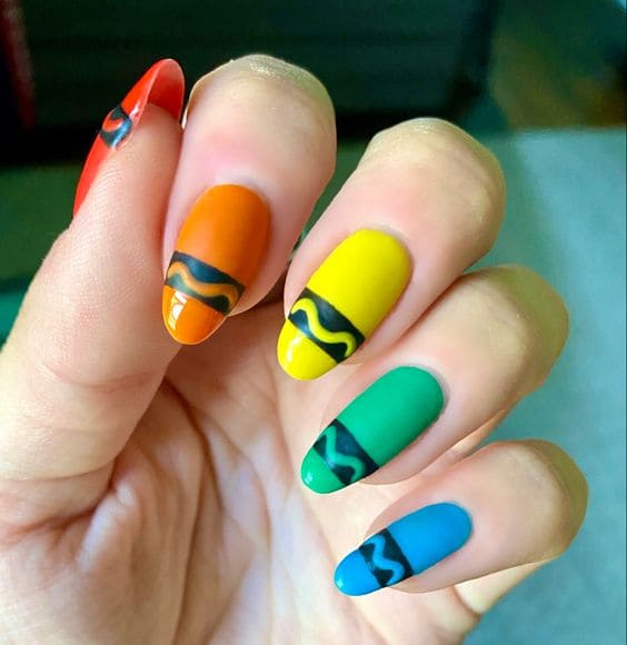 Cute School Supply Nail Art 1