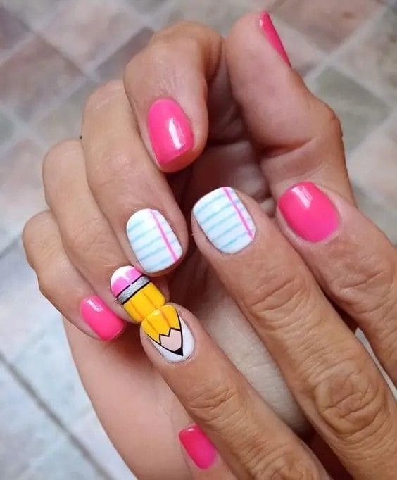 Cute School Supply Nail Art 2