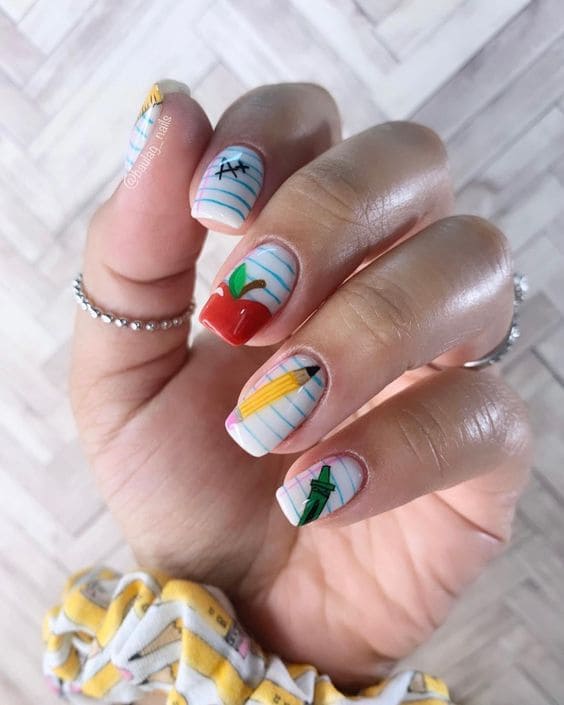 Cute School Supply Nail Art 5