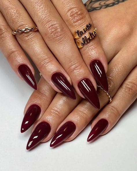 Deep Burgundy On Nails 1