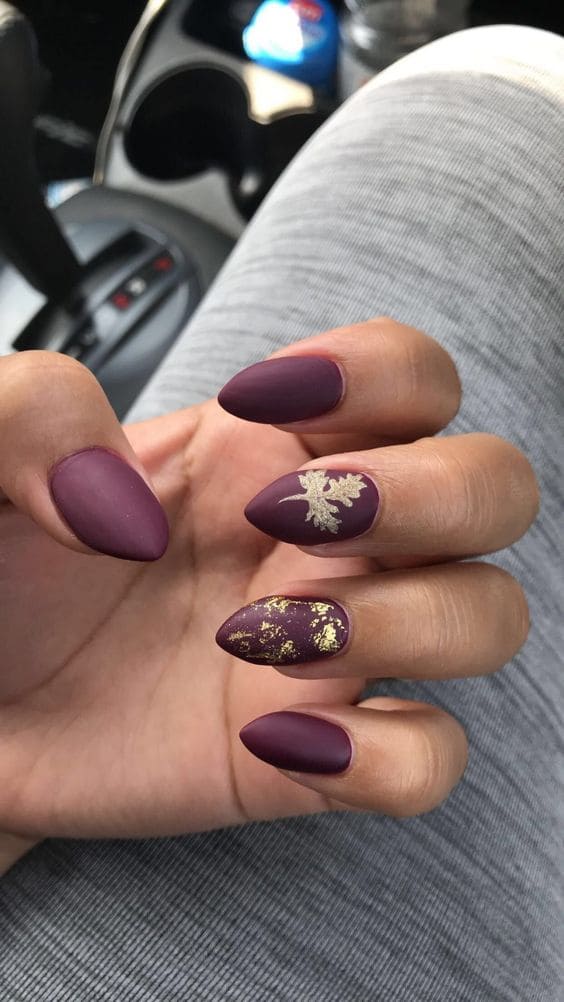 Fall Leaf Almond Nail Designs 4