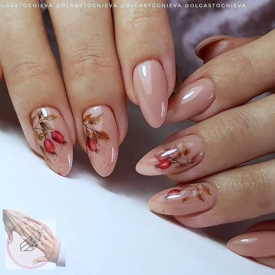 Fall Leaf Almond Nail Designs 7