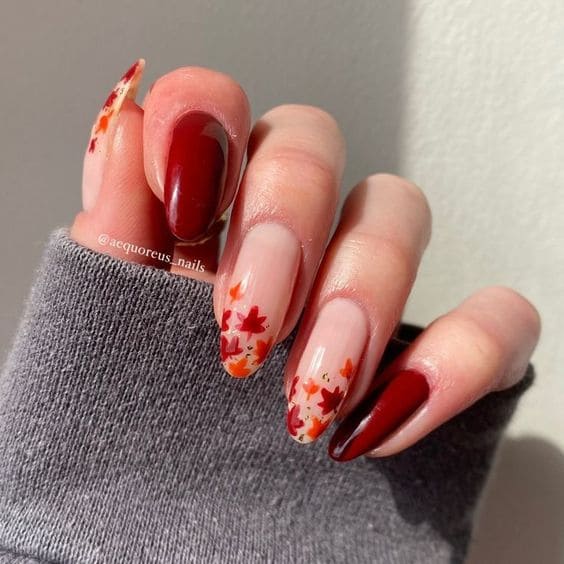 Fall Leaves Nail Art 1