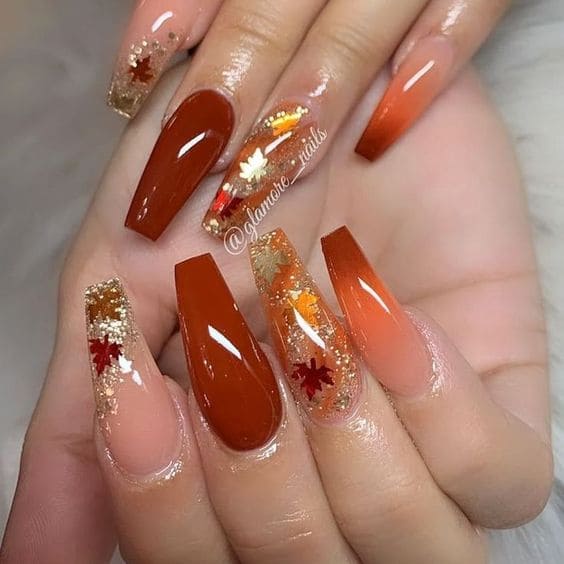 Fall Leaves Nail Art 3