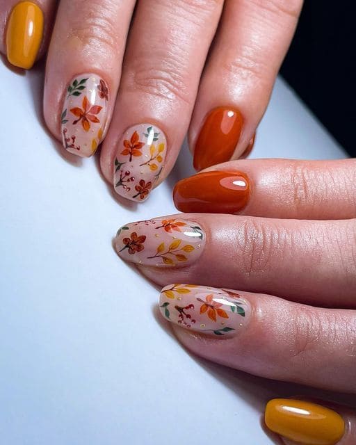 Fall Leaves Nail Art 6