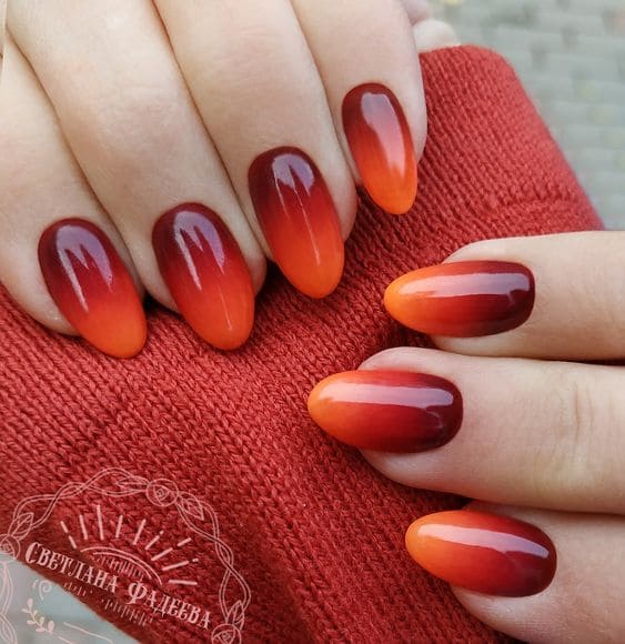 Fall Ombre Almond Nails 3