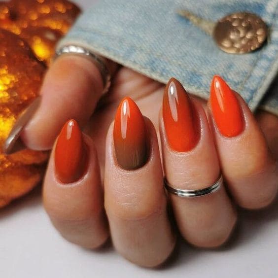 Fall Ombre Almond Nails 4