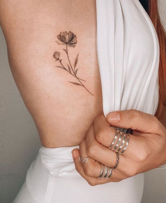 Floral Outline Tattoos 2