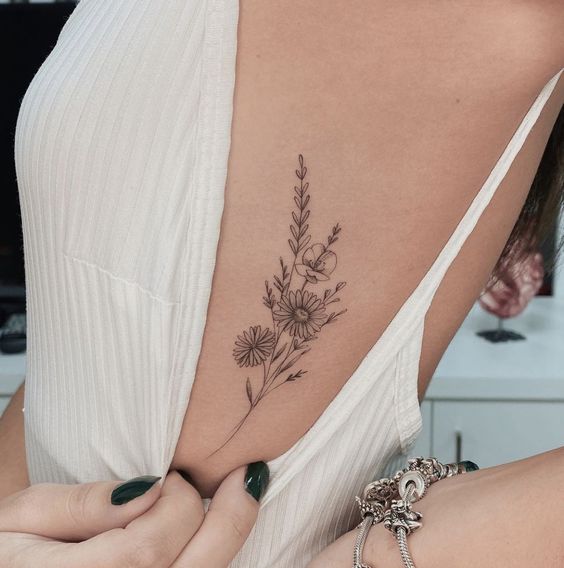 Floral Outline Tattoos 5