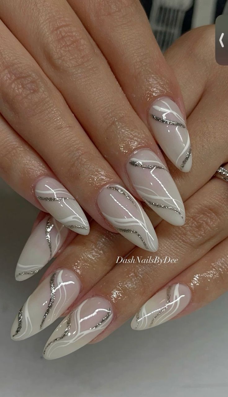 Futuristic White Nail Ideas 3