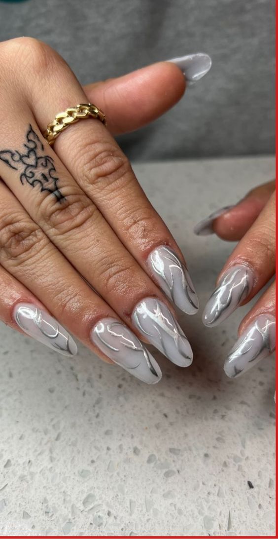 Futuristic White Nail Ideas 6