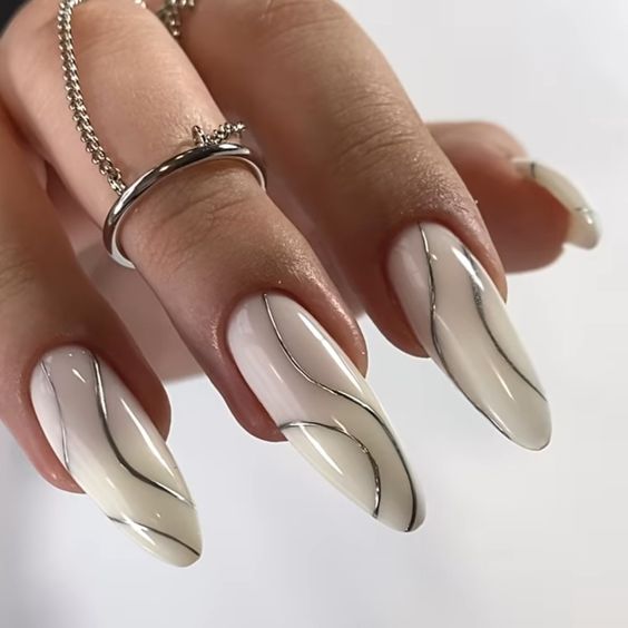 Futuristic White Nail Ideas 7