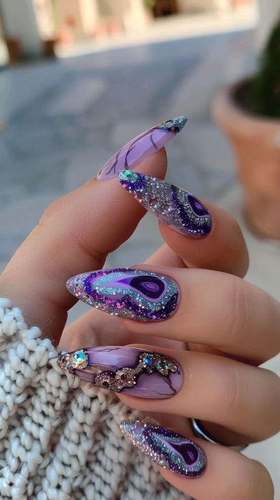 Geode Acrylic Nail Set 4