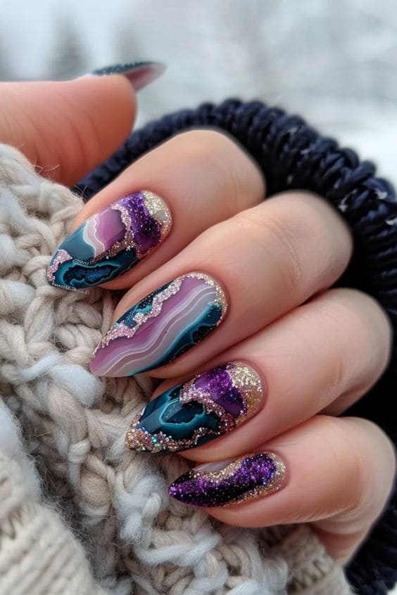 Geode Acrylic Nail Set 5