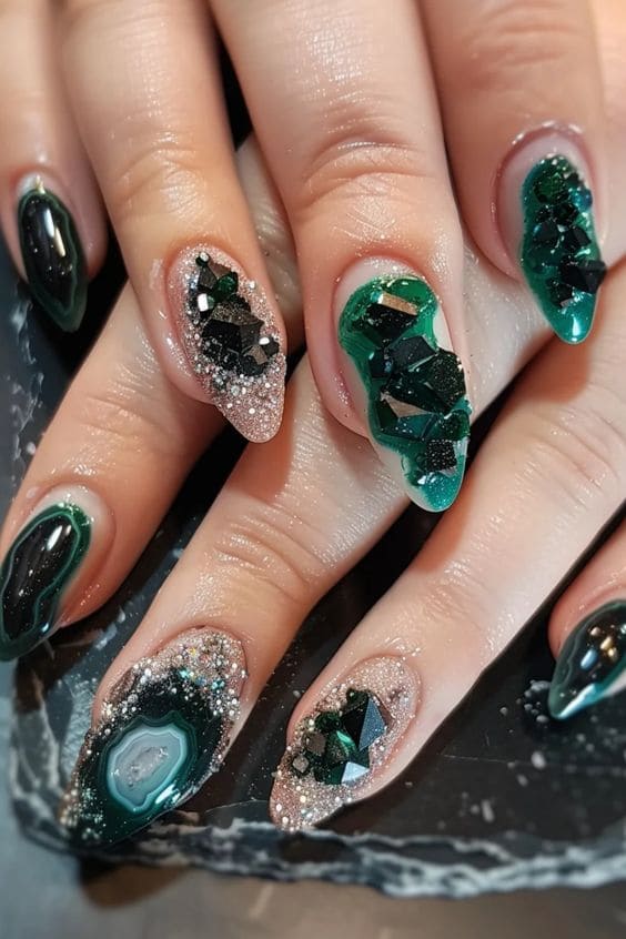 Geode Acrylic Nail Set 7