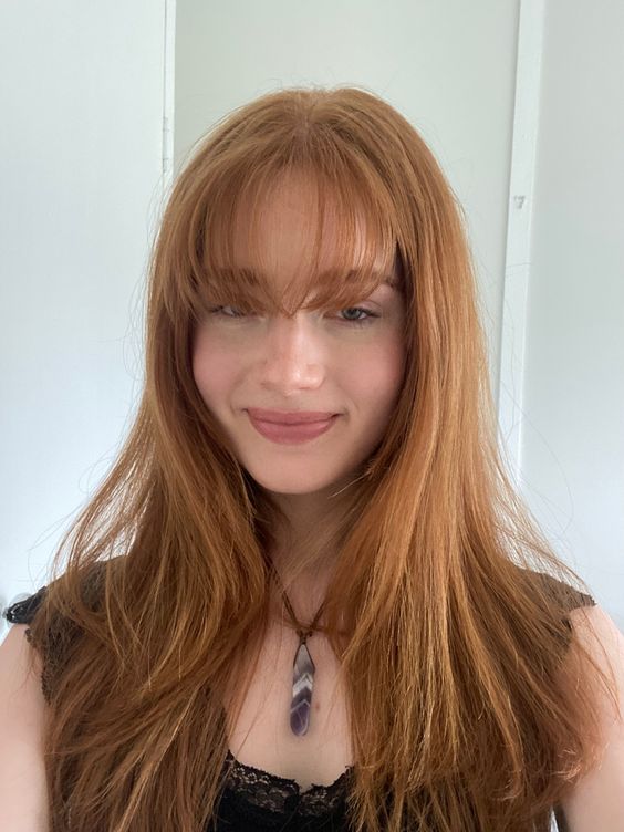 Ginger Long Hair With Wispy Curtain Bangs 8