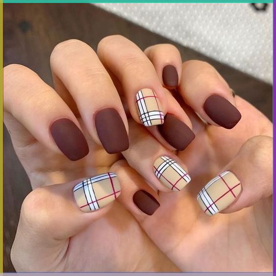 Gingham Short Fall Nail Ideas 2