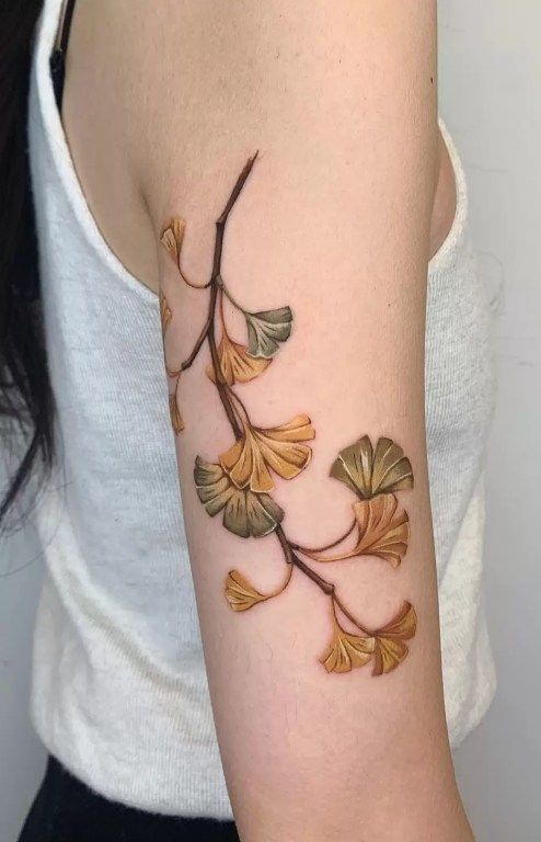 Ginkgo Fall Tattoo Ideas 6