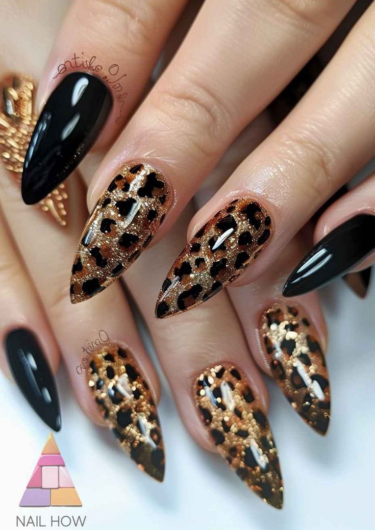 Glitter Leopard Print Nails 1