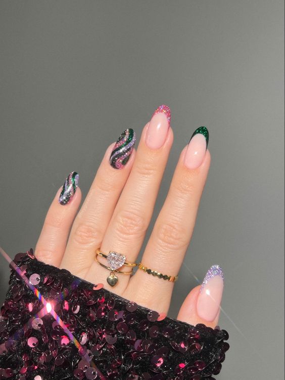 Glitter Swirl Nail Art 5