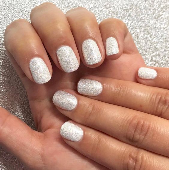 Glitter White Nails 2