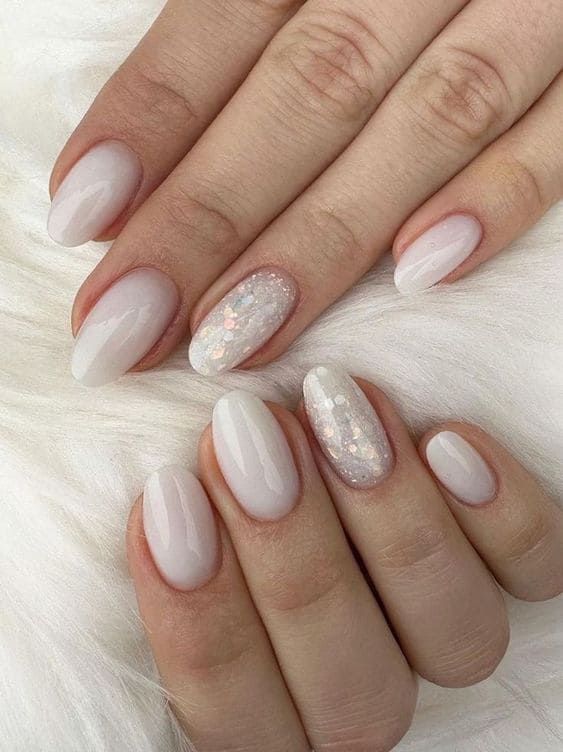 Glitter White Nails 6