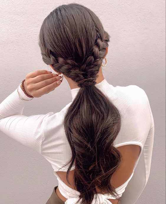 Half Braided Low Ponytail 1