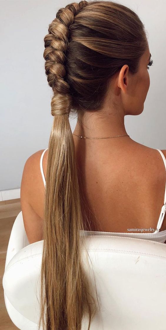 Half Braided Low Ponytail 2