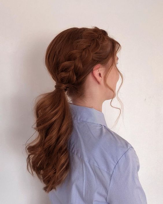 Half Braided Low Ponytail 4