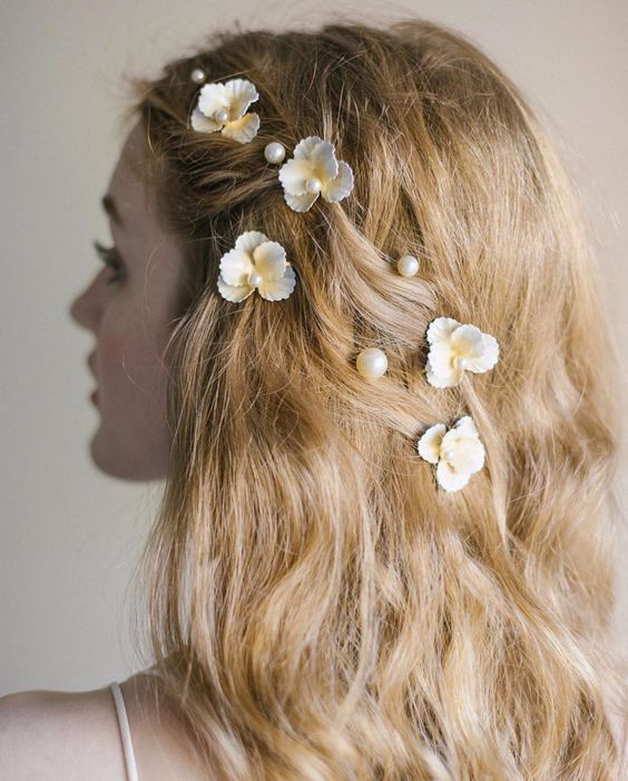 Loose Waves With Floral Accents 4