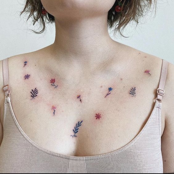 Multiple Colorful Flower Tattoos 1