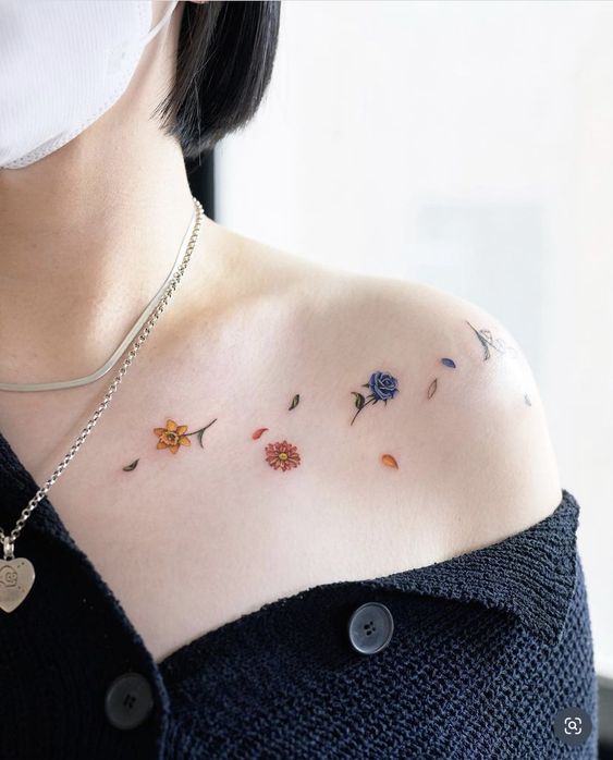 Multiple Colorful Flower Tattoos 4