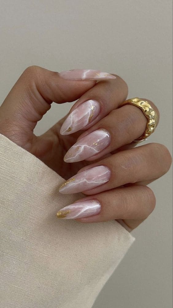 Nude Marble Bridesmaid Nail Ideas 1