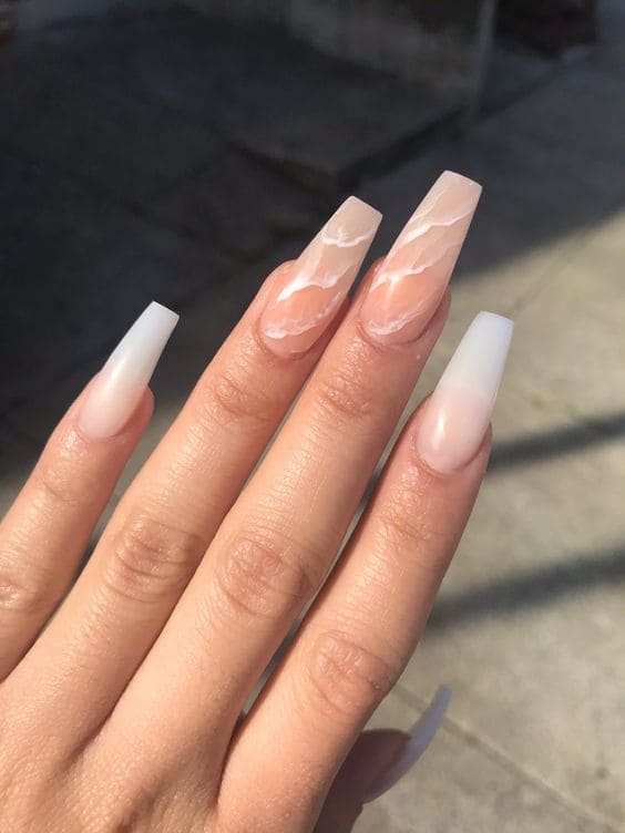 Nude Marble Bridesmaid Nail Ideas 3