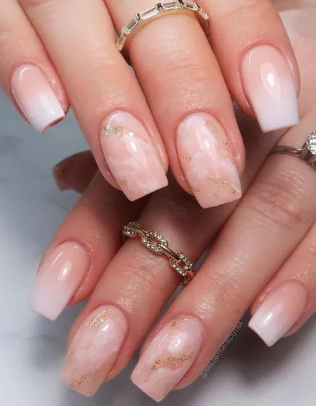 Nude Marble Bridesmaid Nail Ideas 4