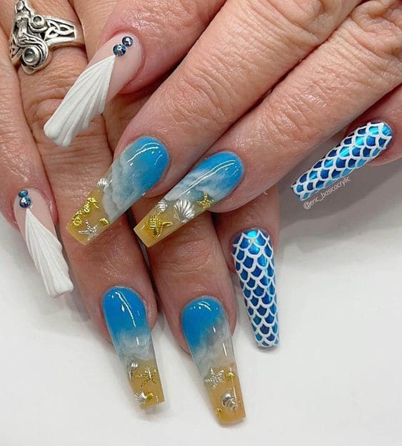 Ocean Theme Nails 4