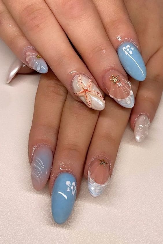 Ocean Theme Nails 6