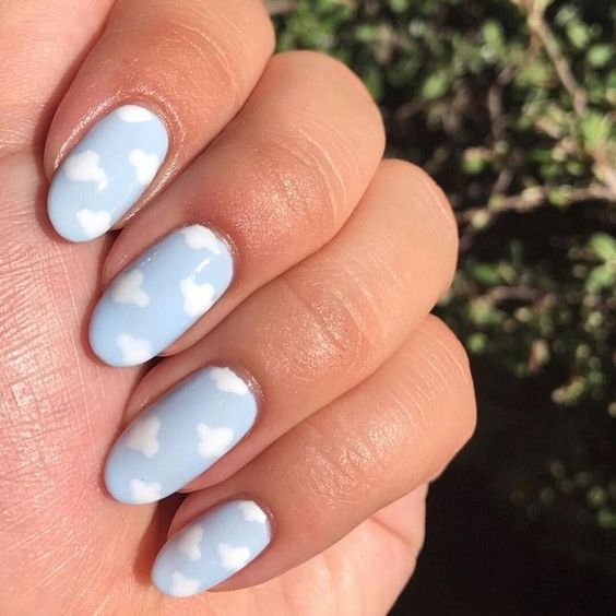 Pastel Cloud Nail Art 1