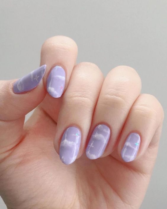 Pastel Cloud Nail Art 3