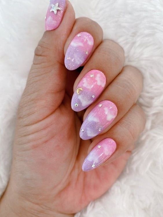 Pastel Cloud Nail Art 5