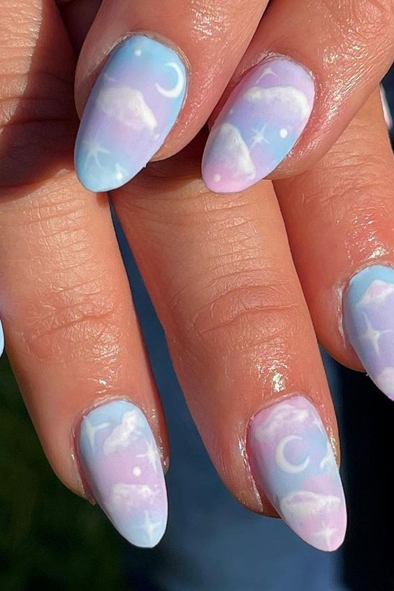 Pastel Cloud Nail Art 6